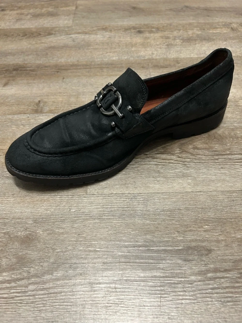 Donald J. Pliner Men’s Size 10.5 Black Suede Horse Bit Loafers Lug Sole‎ Shoes